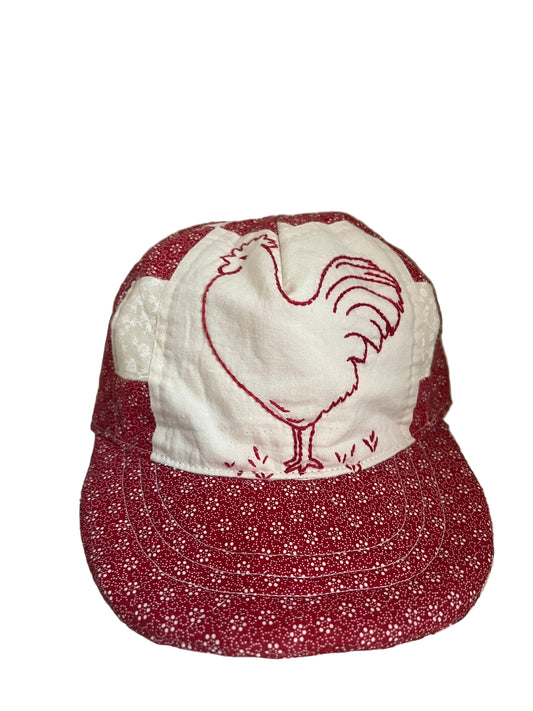 Embroidered Redwork Quilt Hats