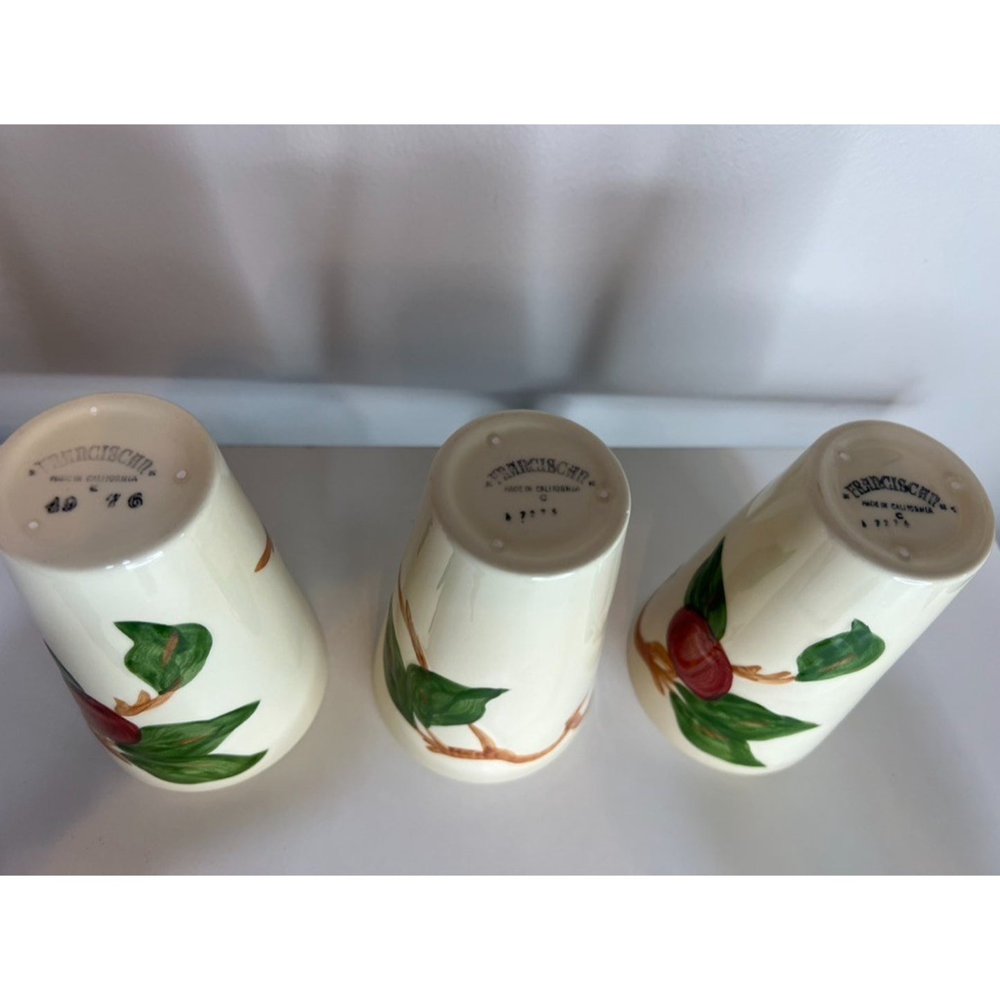 Three Vintage USA Franciscan Art Pottery Apple 5" Tumblers