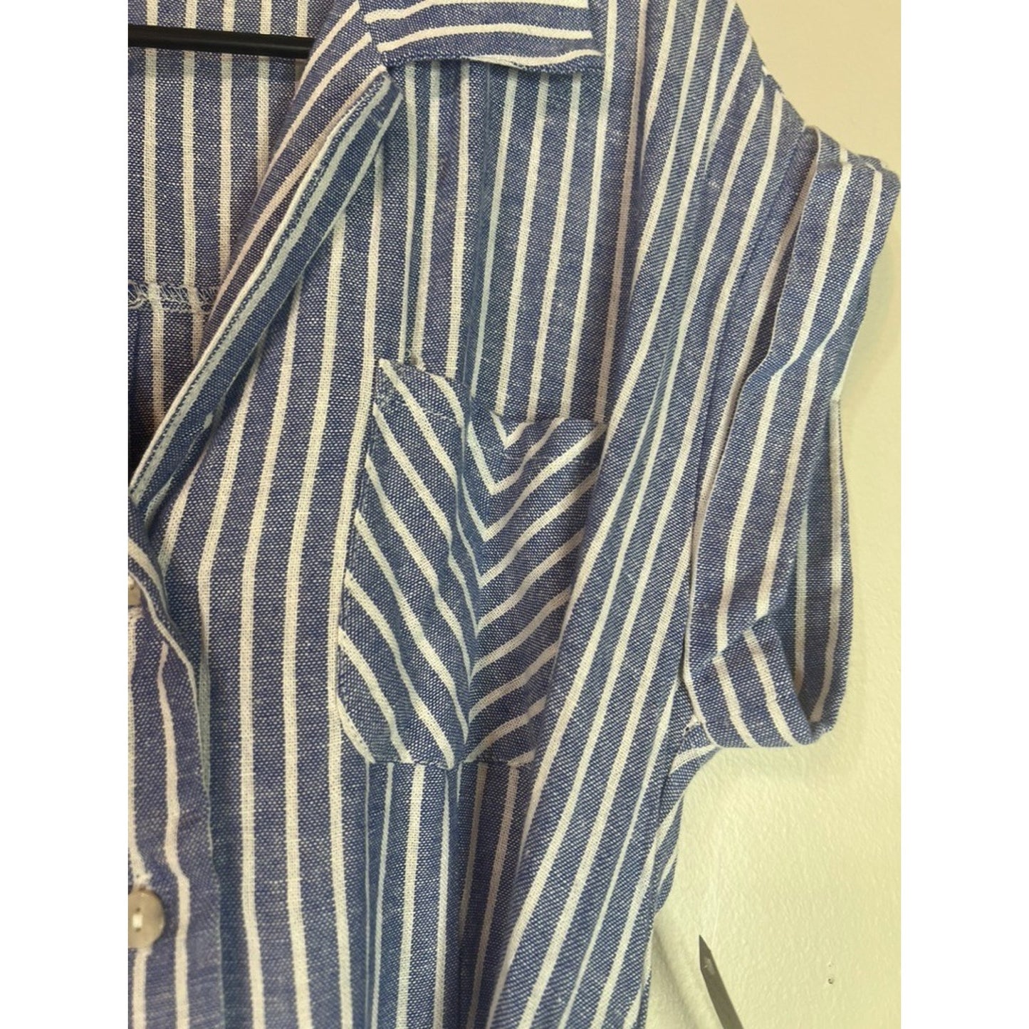 For Cynthia Linen Chambray White Dress M Lagenlook Coastal Luxury Beach Summer