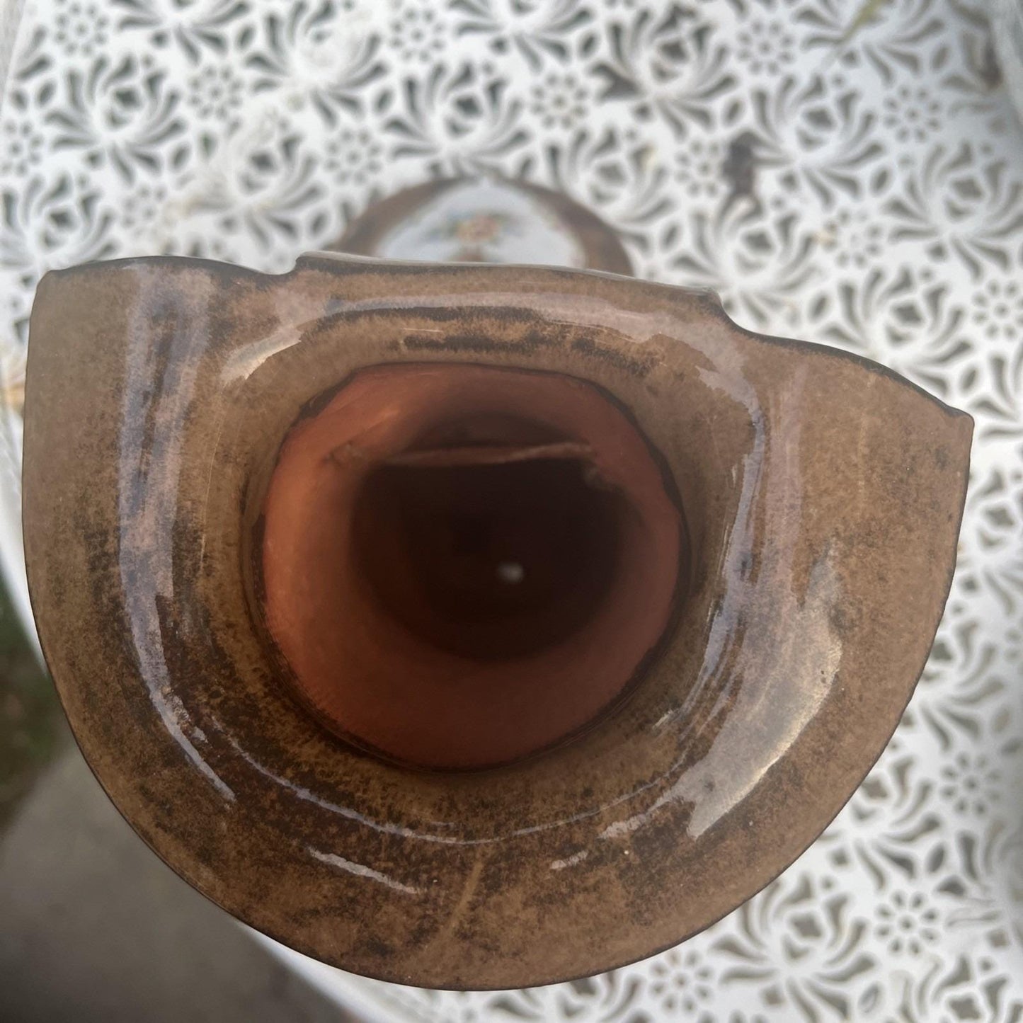 NEW Vintage 8.5" Ceramic Boot Planter, The Clay Cobbler, Brown Floral