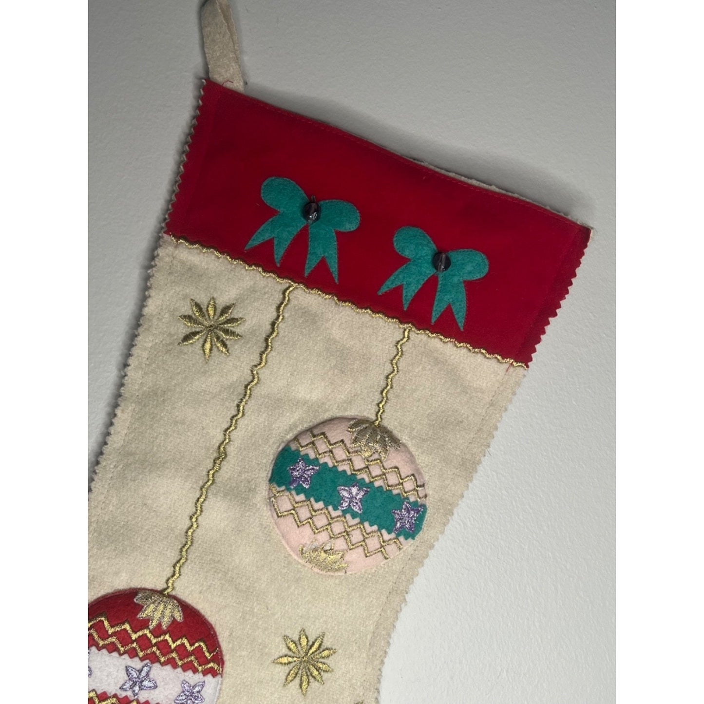 Vintage Bucilla Wool Felt Embroidered Christmas Stocking Ornaments NO NAME
