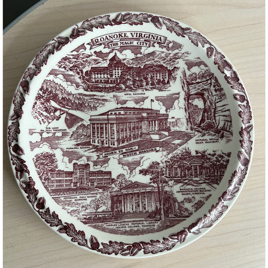 Vintage Vernon Kilns Roanoke Virginia Decorative Souvenir Collectors Plate