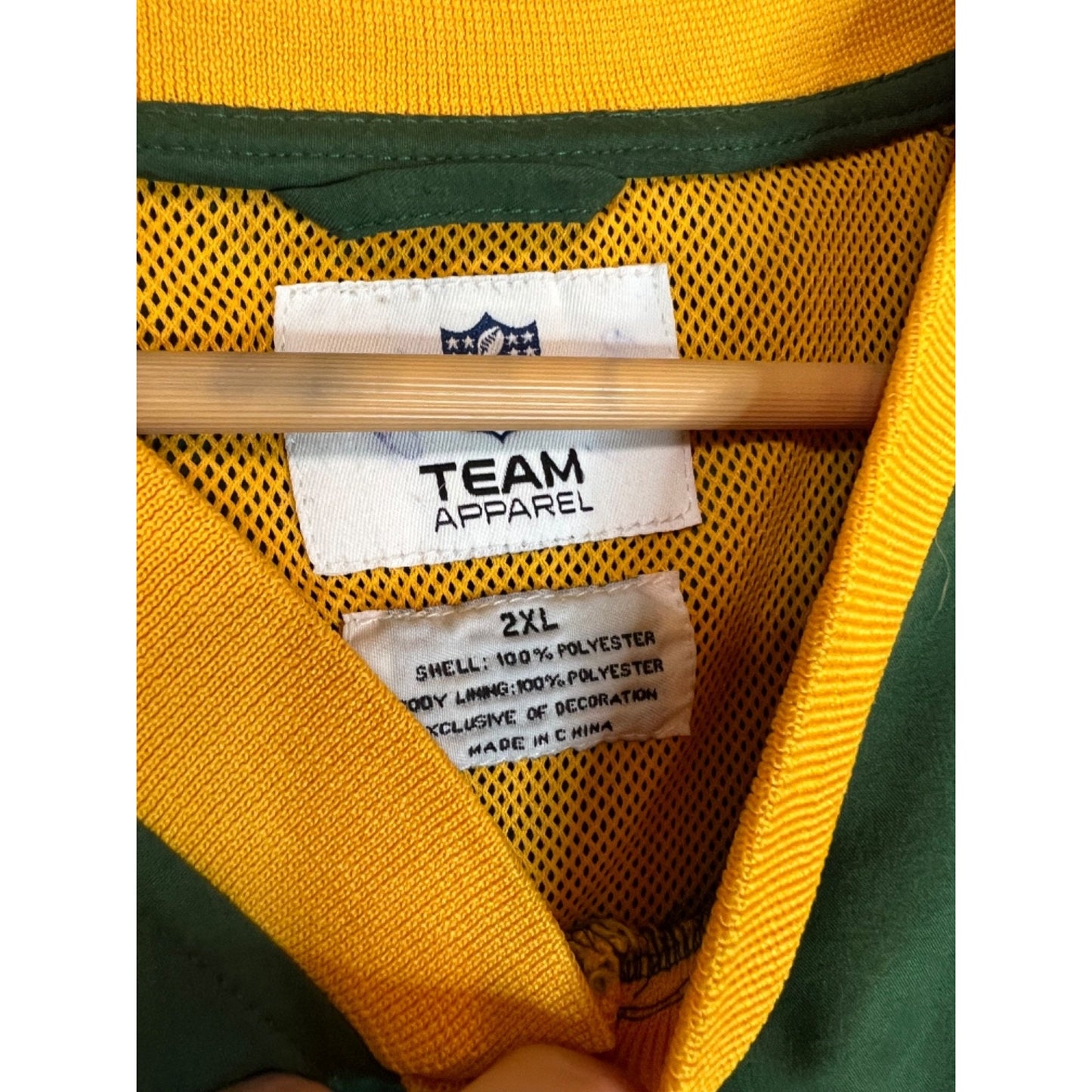 Team Apparel Jacket, Mens XXL NFL Green Bay Packers Pullover Vented Jacket