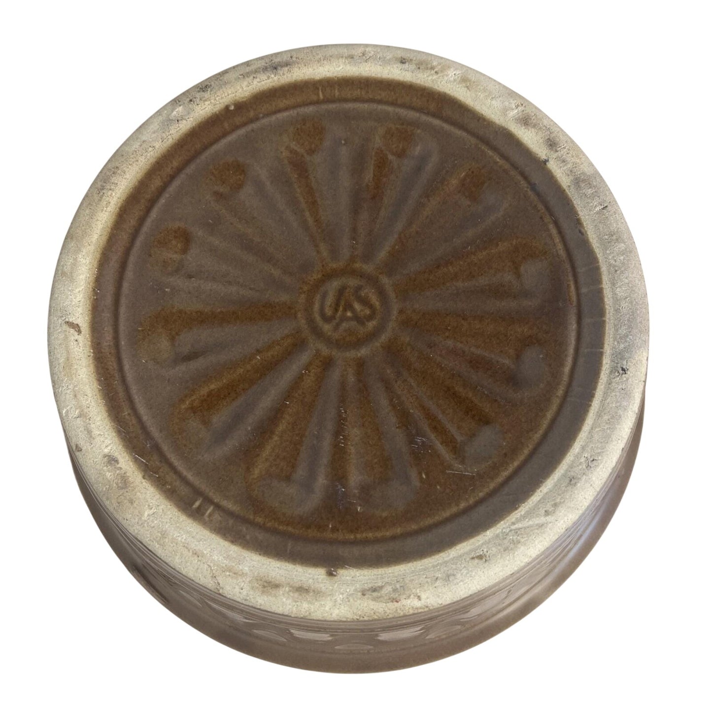 Vintage 2 Qt Brown Glaze Bean Pot Crock Stoneware Dutch Oven marked USA