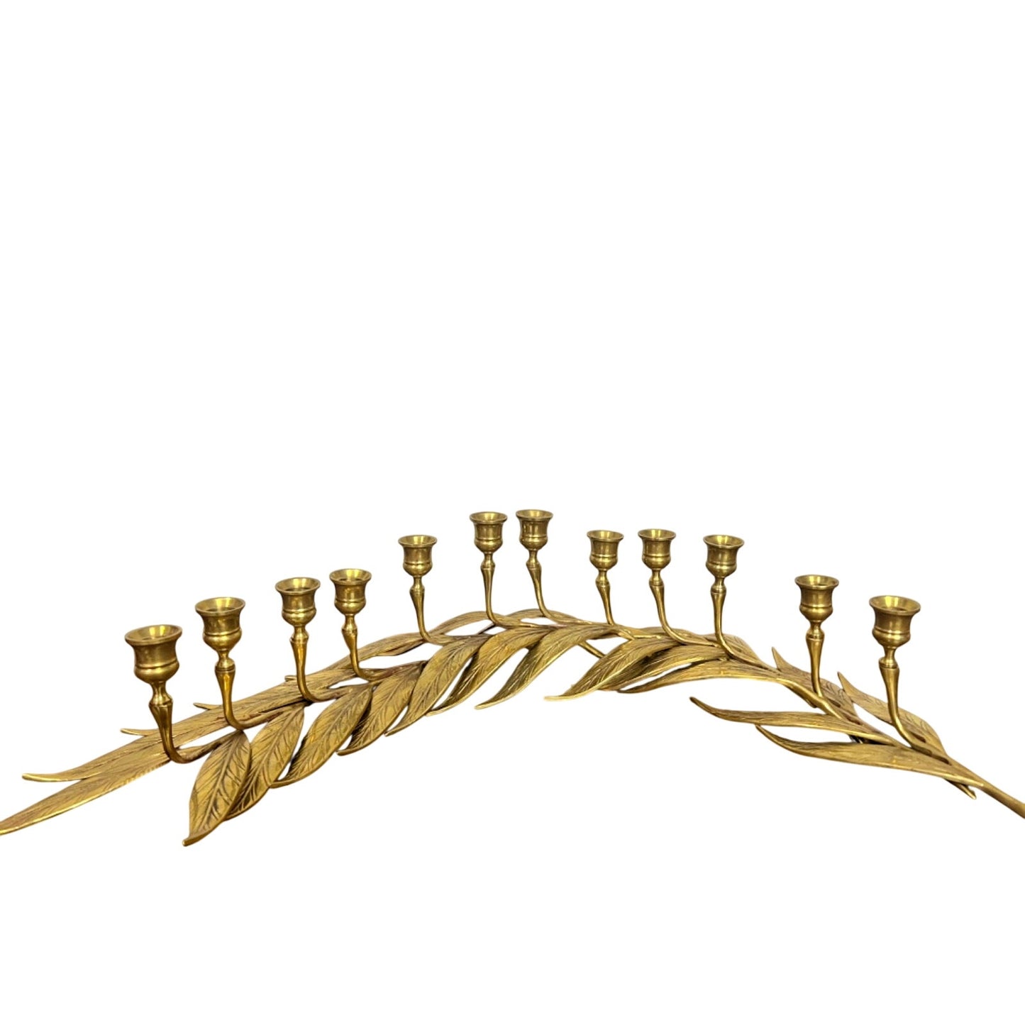 Vtg Brass Candlestick Holders Graduated Set of 12 Leaves Wedding Mantle