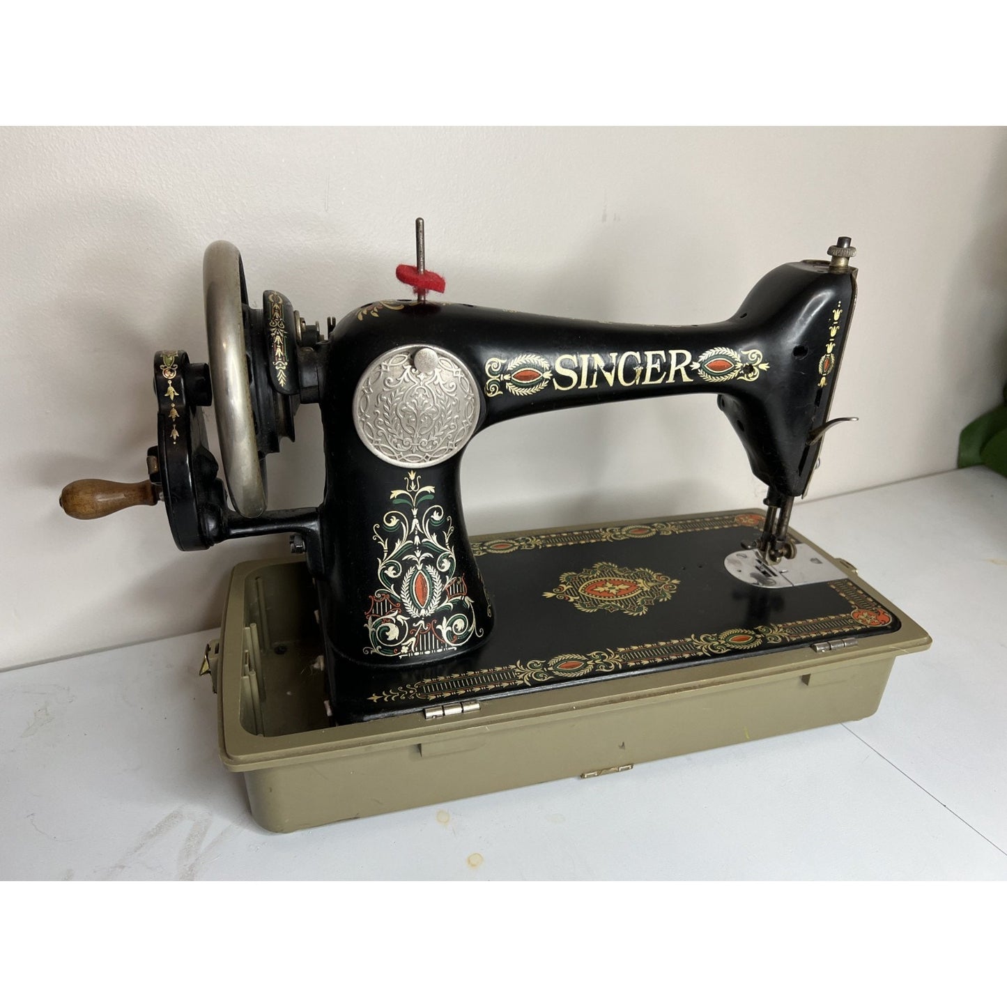 Singer Red Eye Mdl 66 Treadle Sewing Machine Head /Attachments Serviced & Tested