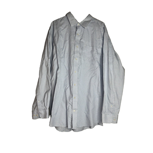 Duluth Trading Shirt Mens 2XLT XXL Tall Wrinkle Fighter Long Sleeve Blue Check