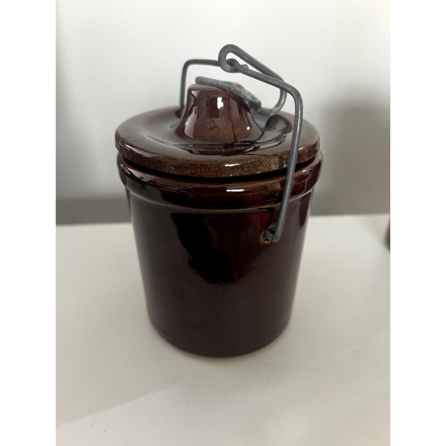 Vintage Stoneware Cheese Butter Crock W/ Locking Lid & Sourdough Starter