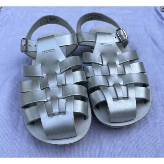 Sun-San Original Salt Water Sandals Little Girls Size 1 Silver