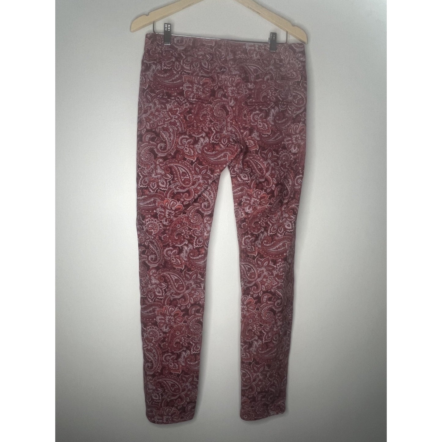 PrAna Size 10 Trinity Corduroy Low Rise Pant Women's Rhubarb Pink Paisley