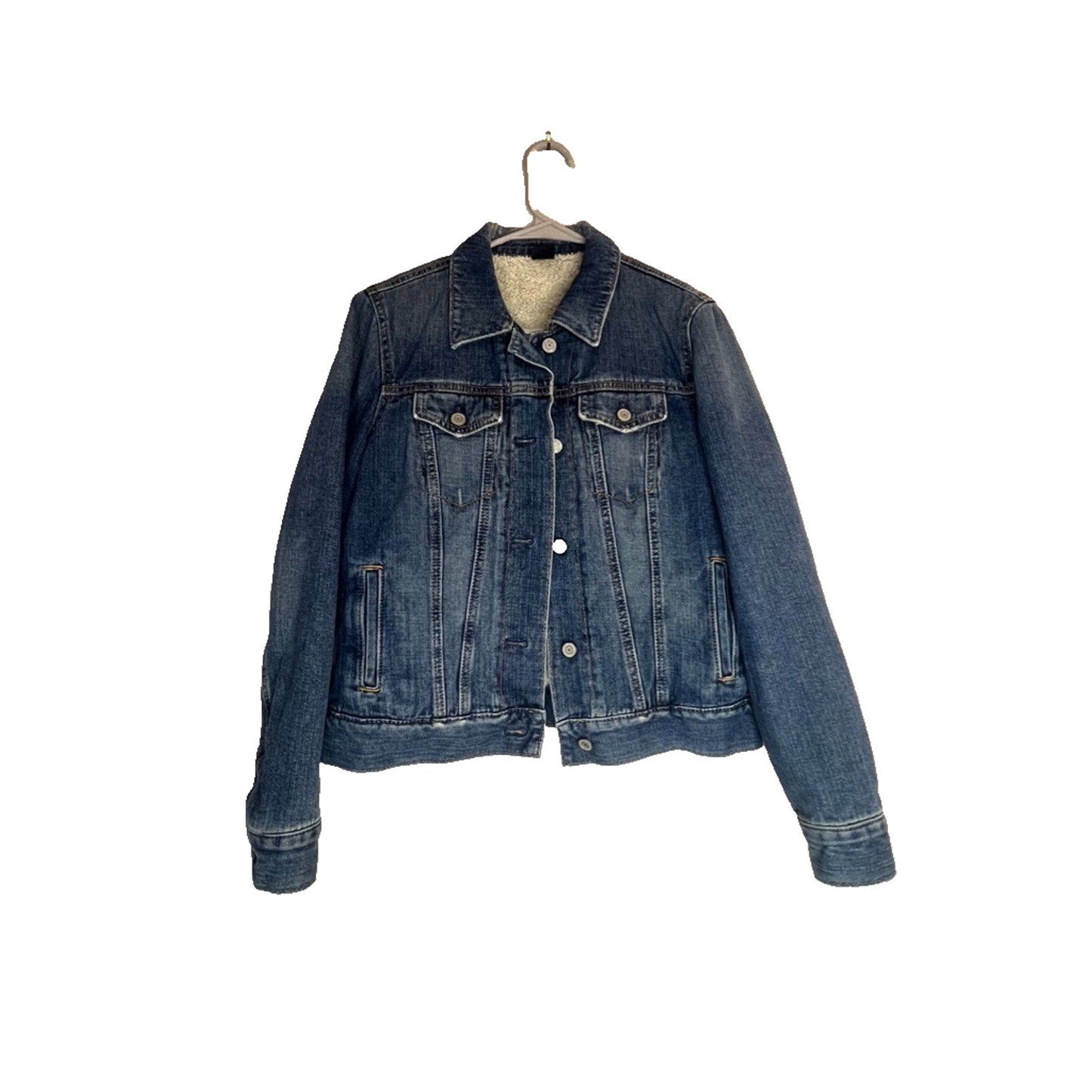 Vtg Gap Sherpa Lined Denim Trucker Jean Jacket Y2K Dopamine Chore Cozy 2008