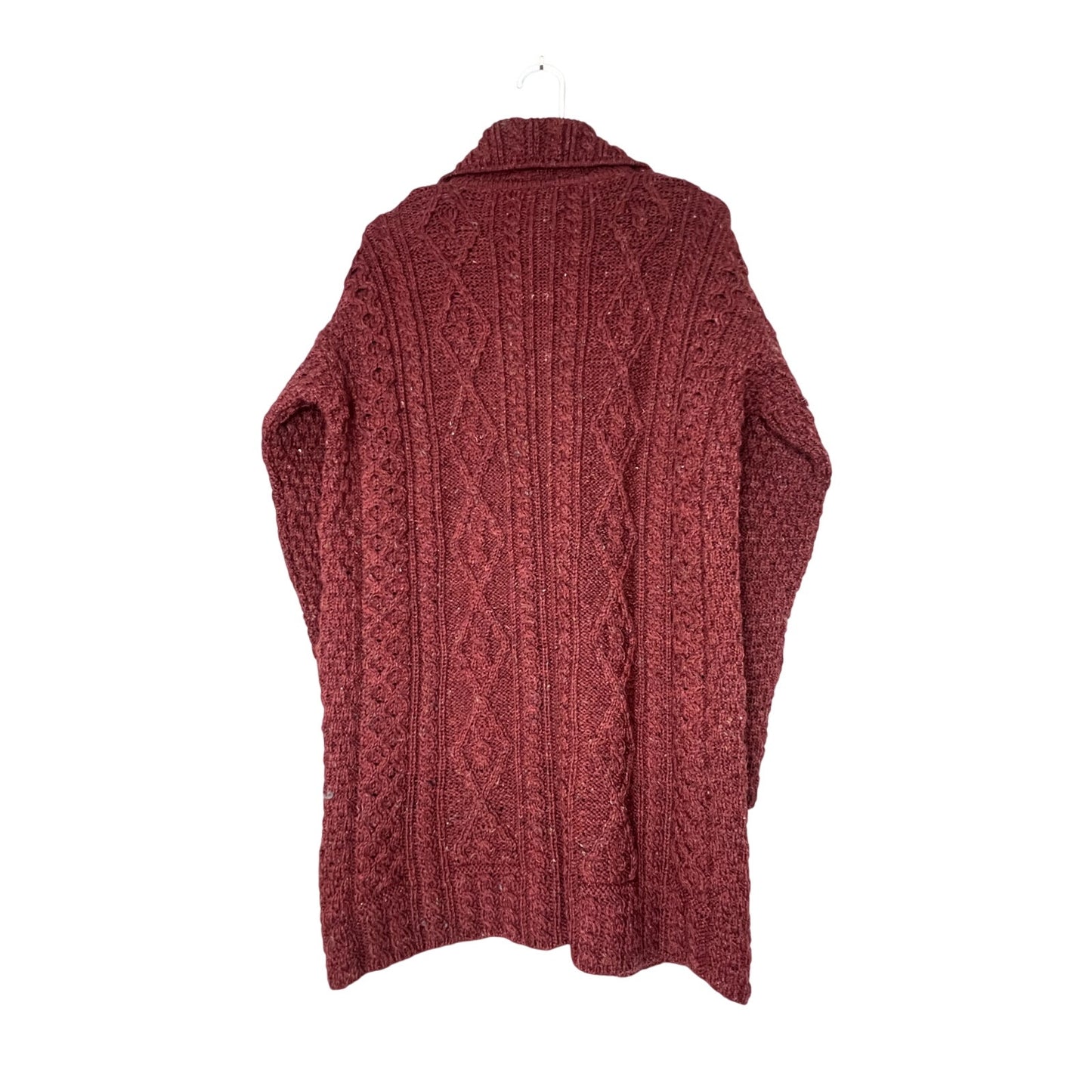 Kilronan Knitwear L Irish Cable Knit Merino Wool Cardigan Sweater Long Duster