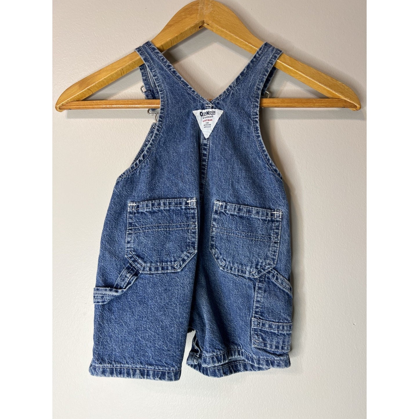 VTG Osh Kosh B'Gosh Baby Overalls Shortalls Vestback 6-9 months Denim 90's Y2K