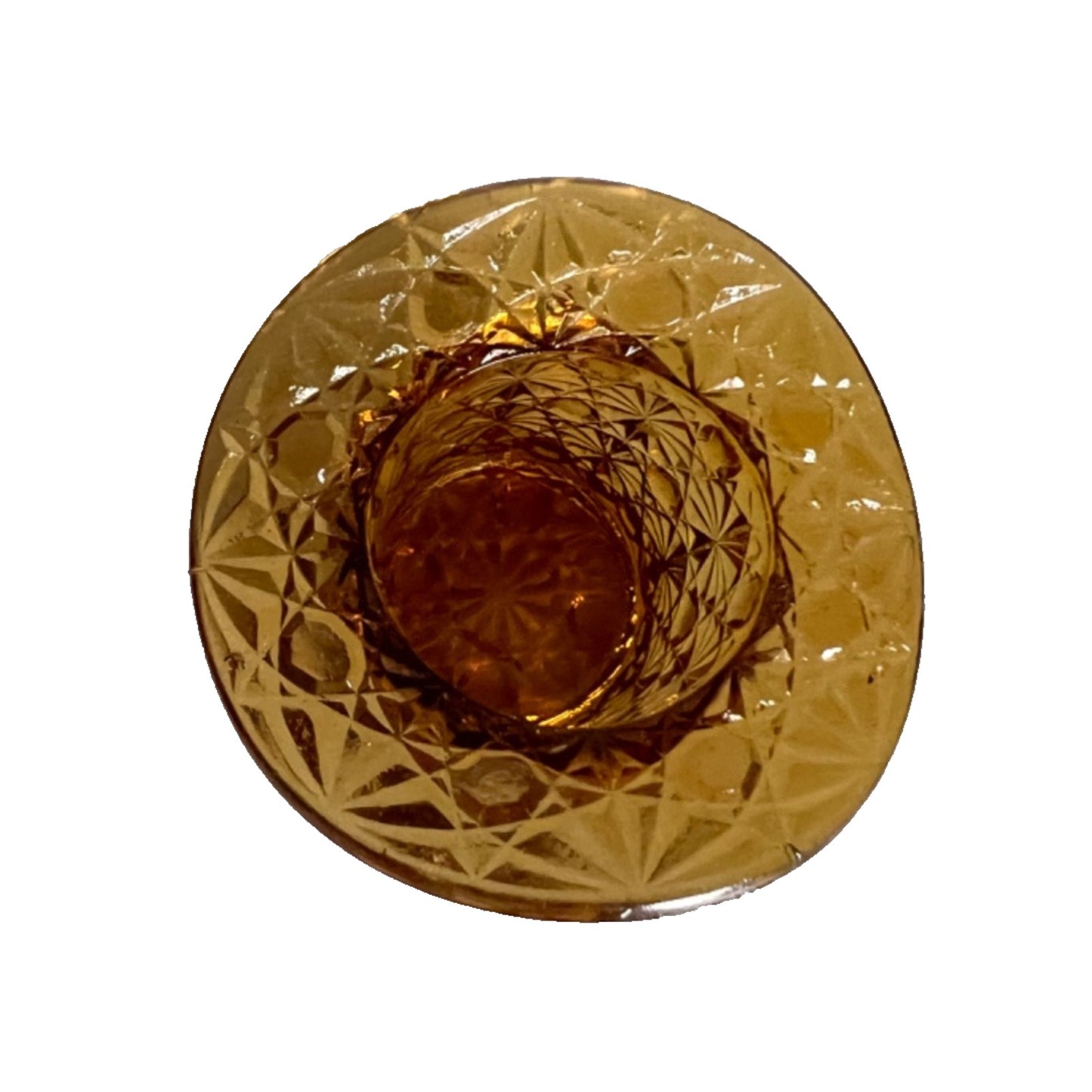 Vtg Fenton Amber Glass TopHat Toothpick Holder Daisy Button 2.5" Trinket Vase