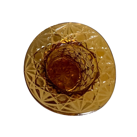 Vtg Fenton Amber Glass TopHat Toothpick Holder Daisy Button 2.5" Trinket Vase