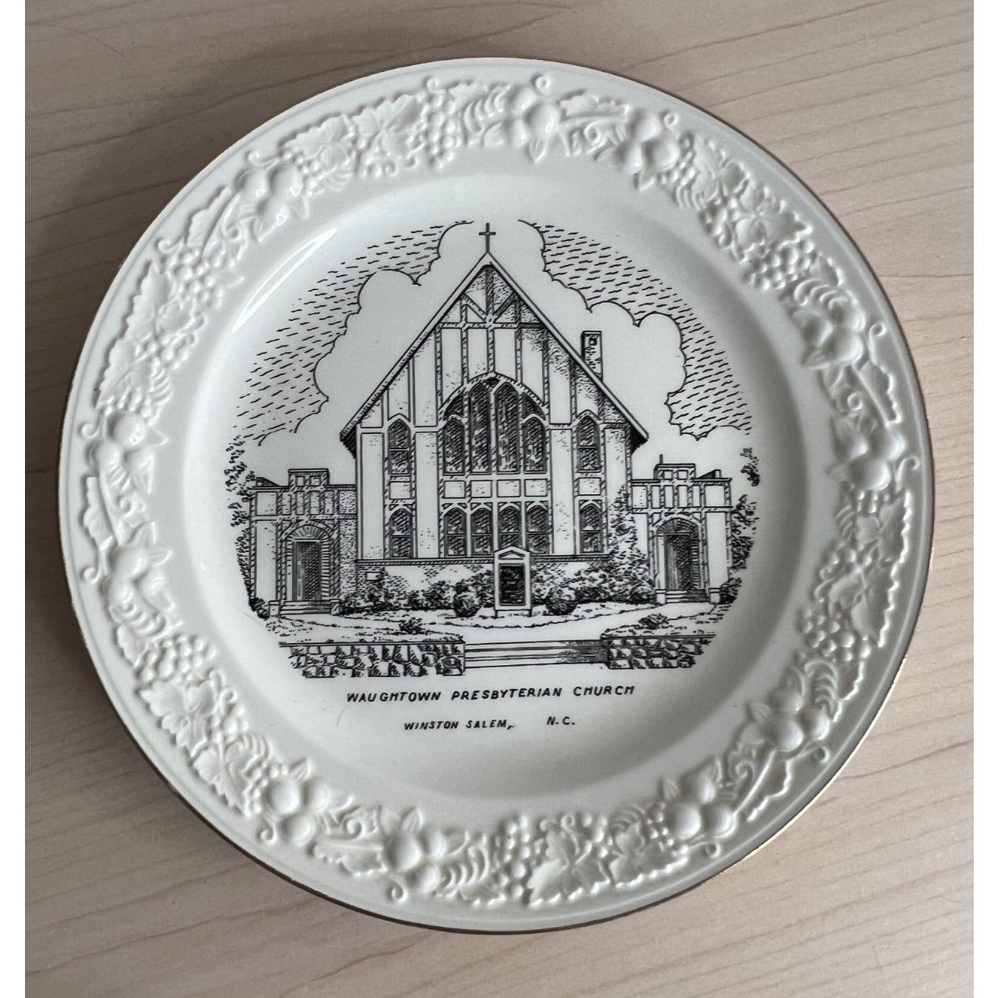 1950 Waughtown Presbyterian Church Plate, Winston Salem NC Vintage USA