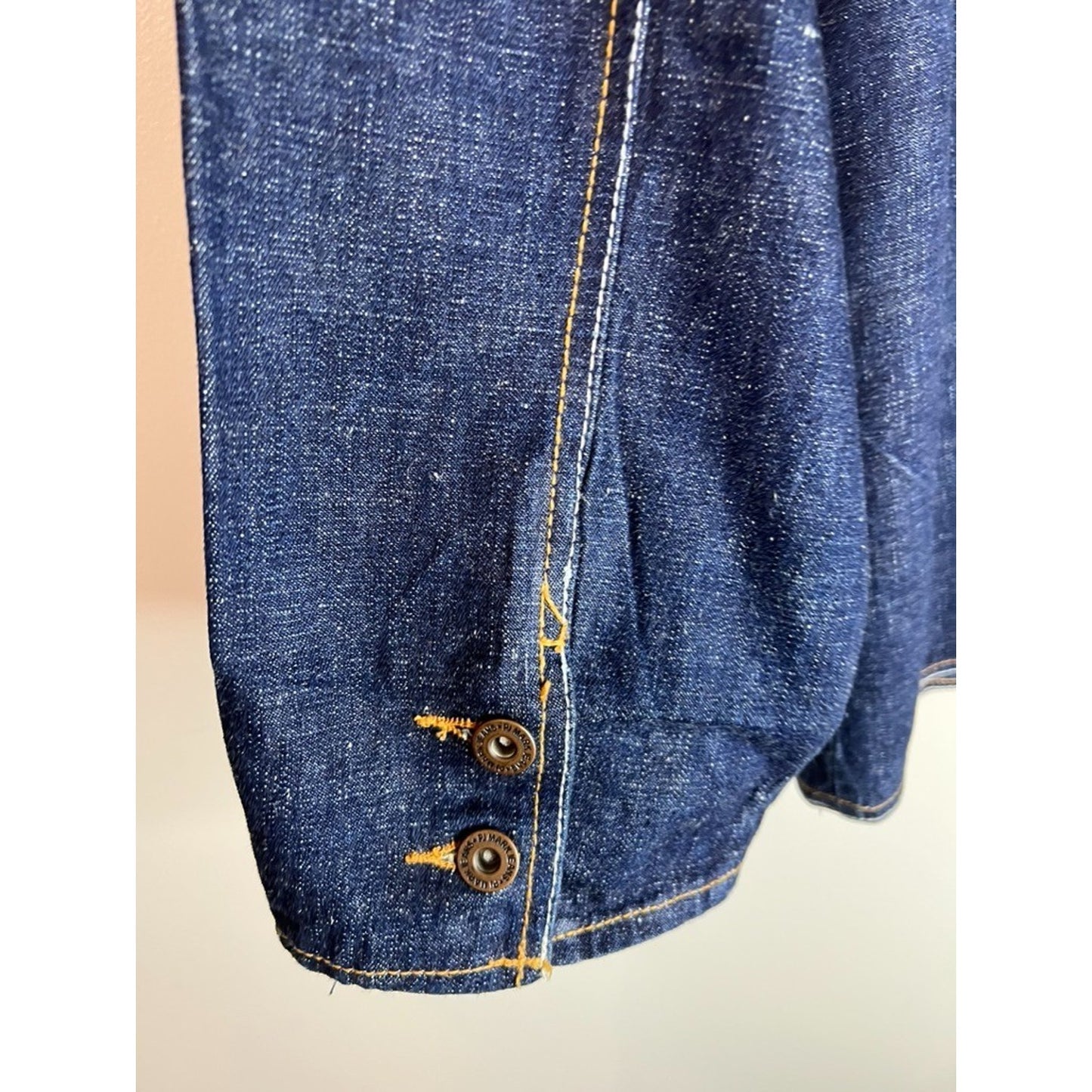 Vintage Y2K PJ Mark 3 Button Denim Jacket Sz L Dark Blue