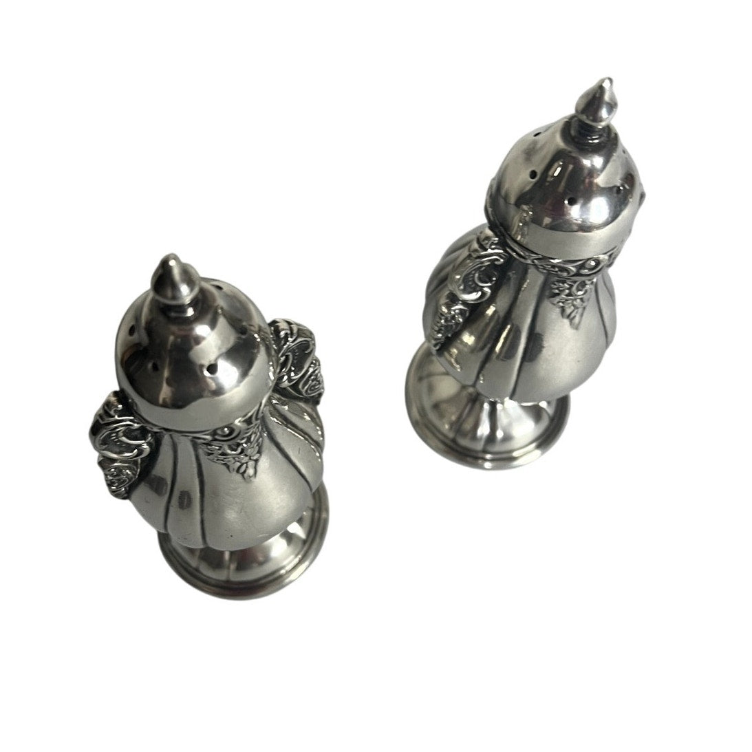 Gorgeous Vintage Wallace Baroque Silver Plated Salt & Pepper Shakers 5"