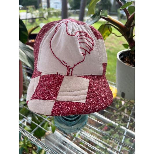 OOAK Vintage Red Rooster A Quilt Snapback Hat