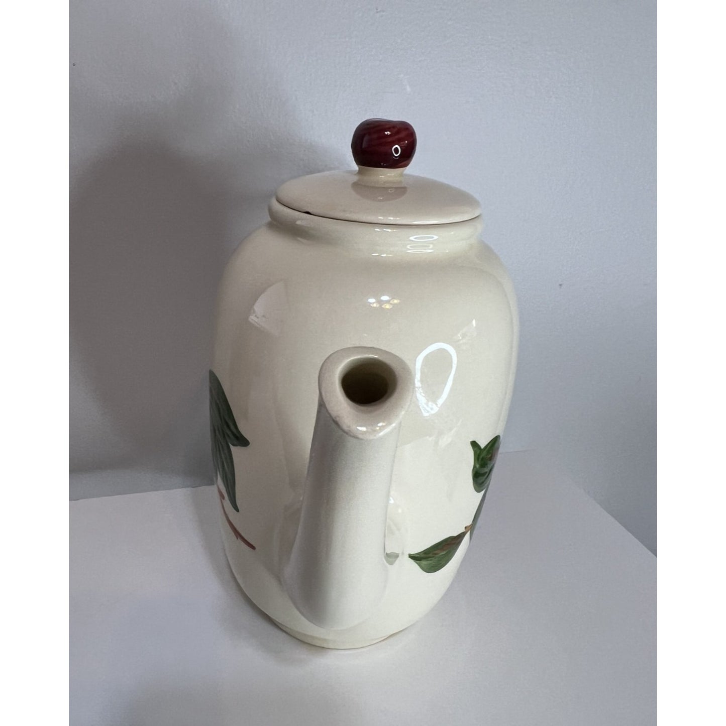 Vintage Gladding McBean Franciscan APPLE Earthenware Long Spout Coffee Pot & Lid