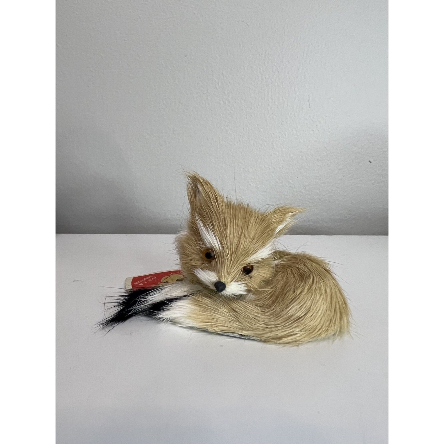 Vintage NWT Golden Leaf Real Rabbit Fur Animal Figure Fox 3"