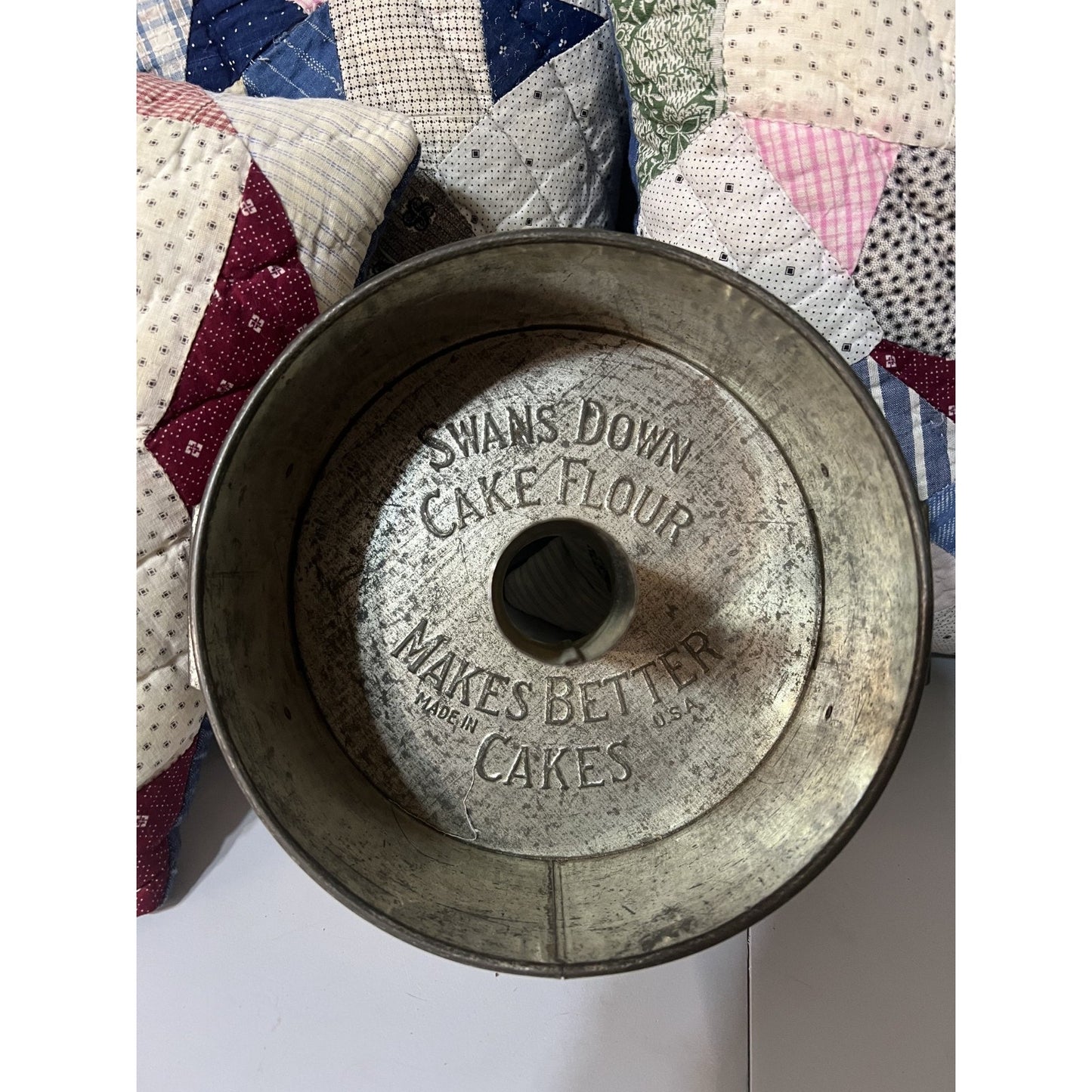 Vintage Swans Down Cake Flour Metal Angel Food Pan E Katzinger Co Chicago