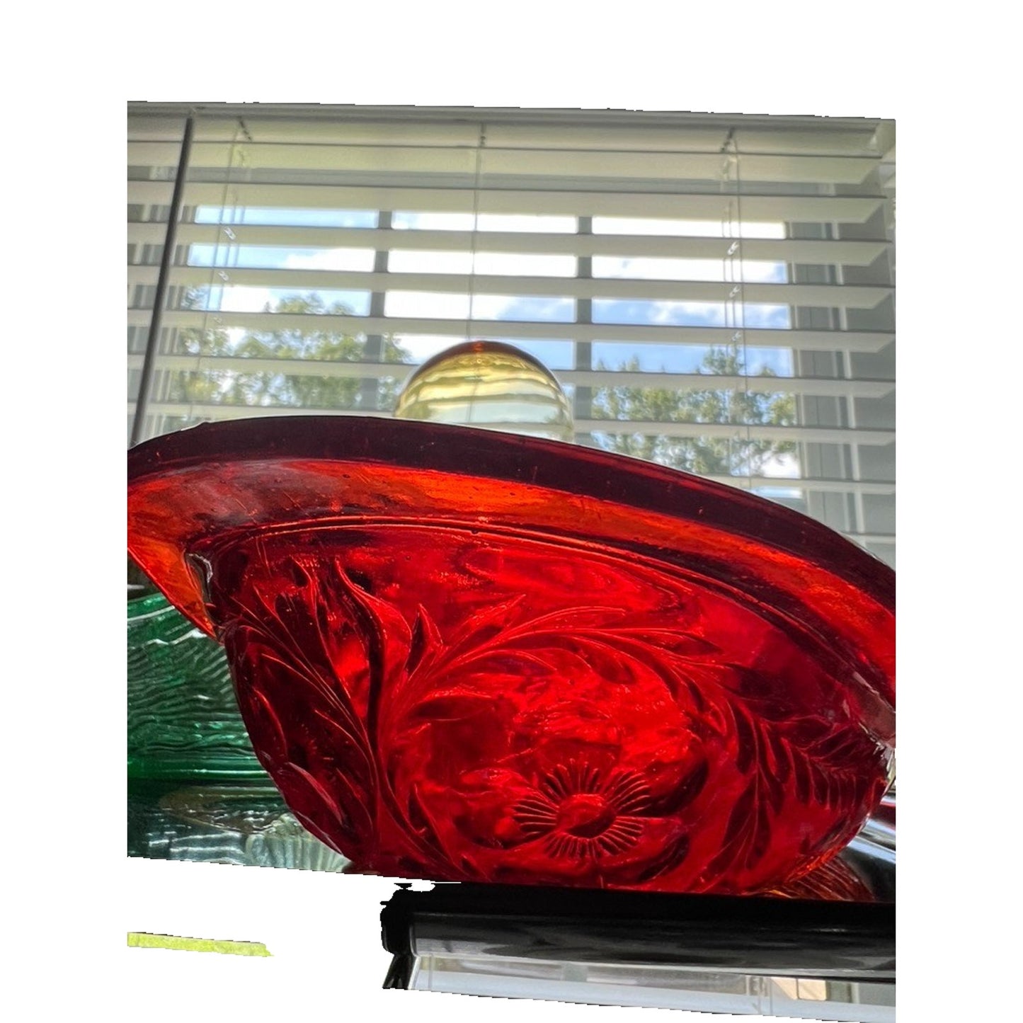 Rare Vintage 1930's Amberina McKee Glass Oval Dish Ruby Red Rock Crystal GLOWS
