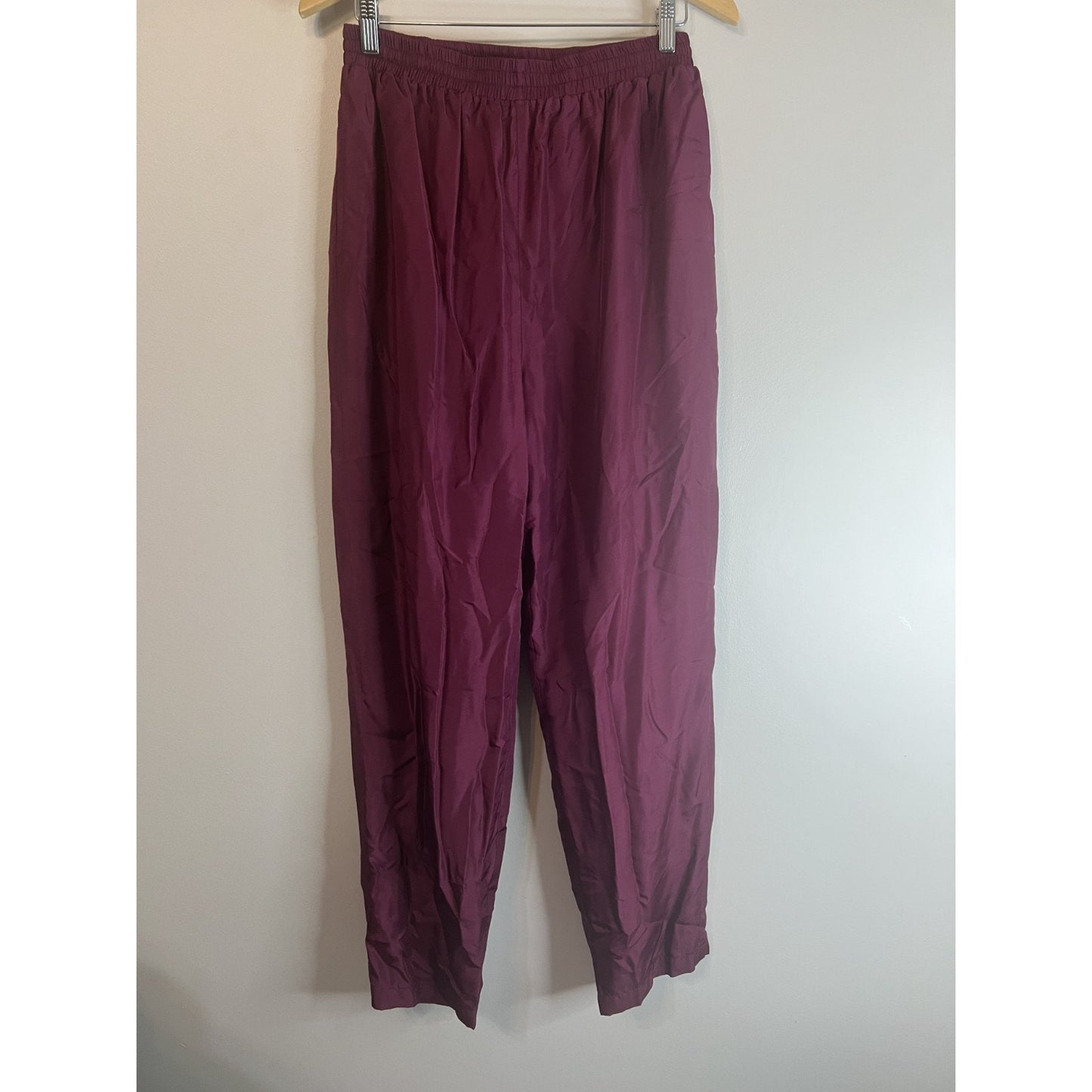 VTG 90's Oleg Cassini L Merlot Silk Lightweight Jacket Pants Track Suit Roper
