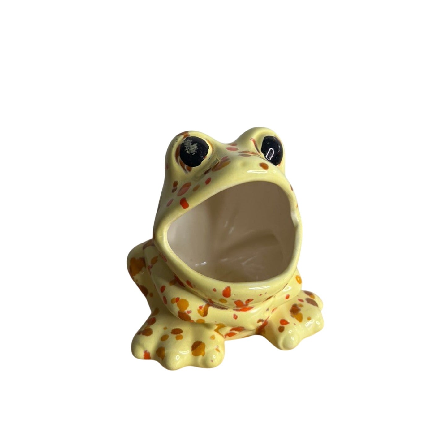 Vintage Lund's Lites Speckled Ceramic Frog Soap Dish Sponge Holder Kitchen