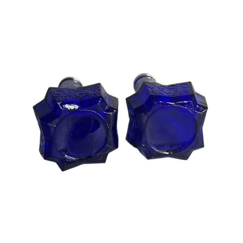 VTG Cobalt Blue Depression Glass Salt & Pepper Shakers Embossed
