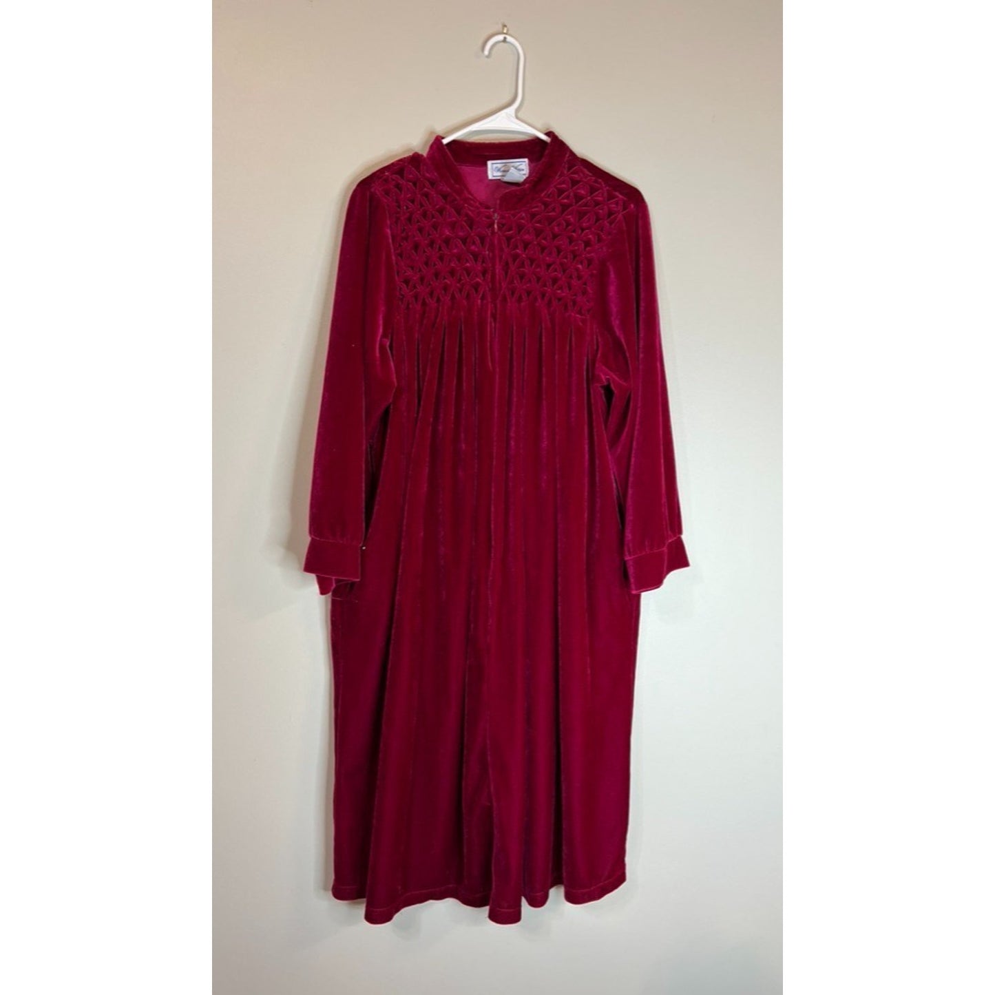 Vintage Woman Within Boho Loungewear Caftan Maxi Dress Zip Neck Size 1X