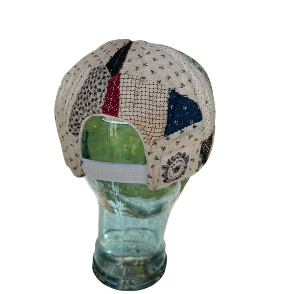 OOAK Vintage Reversible 1910 Indigo Quilt & Irish Linen Snapback Hat
