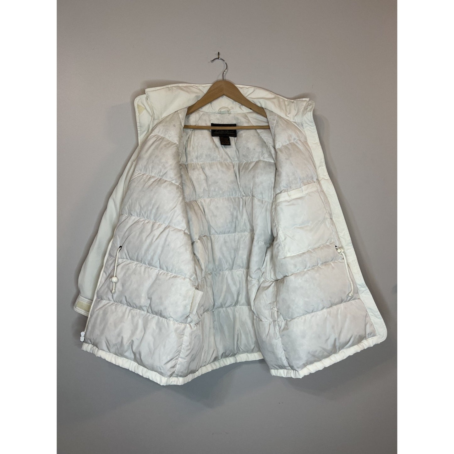 Vintage 80s Eddie Bauer Goose Down Jacket Coat Parka Winter White Large
