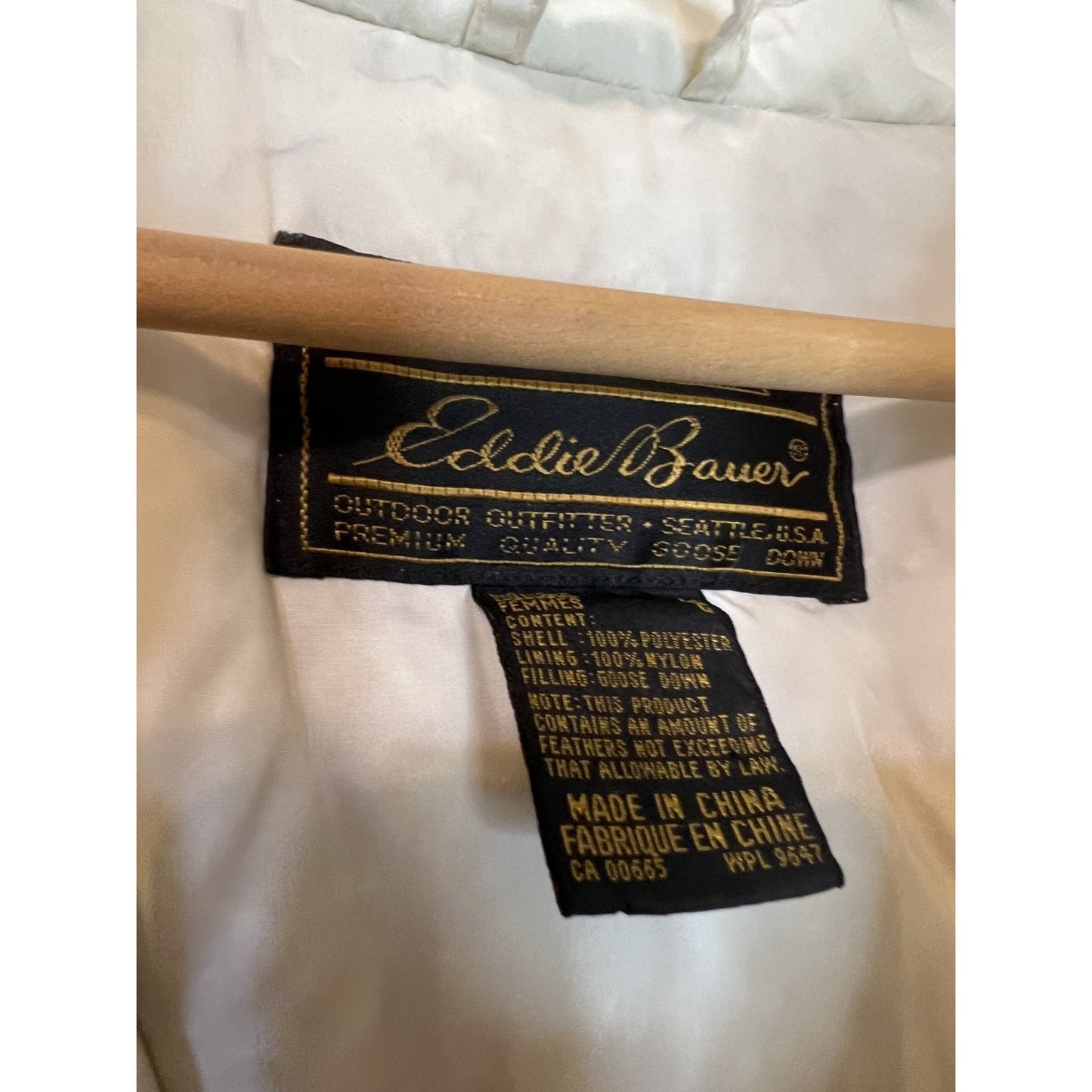 Vintage 80s Eddie Bauer Goose Down Jacket Coat Parka Winter White Large