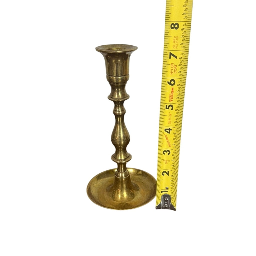 Set of 2 Colonial Style Solid Brass Taper Candlestick Holder Made in India 7"