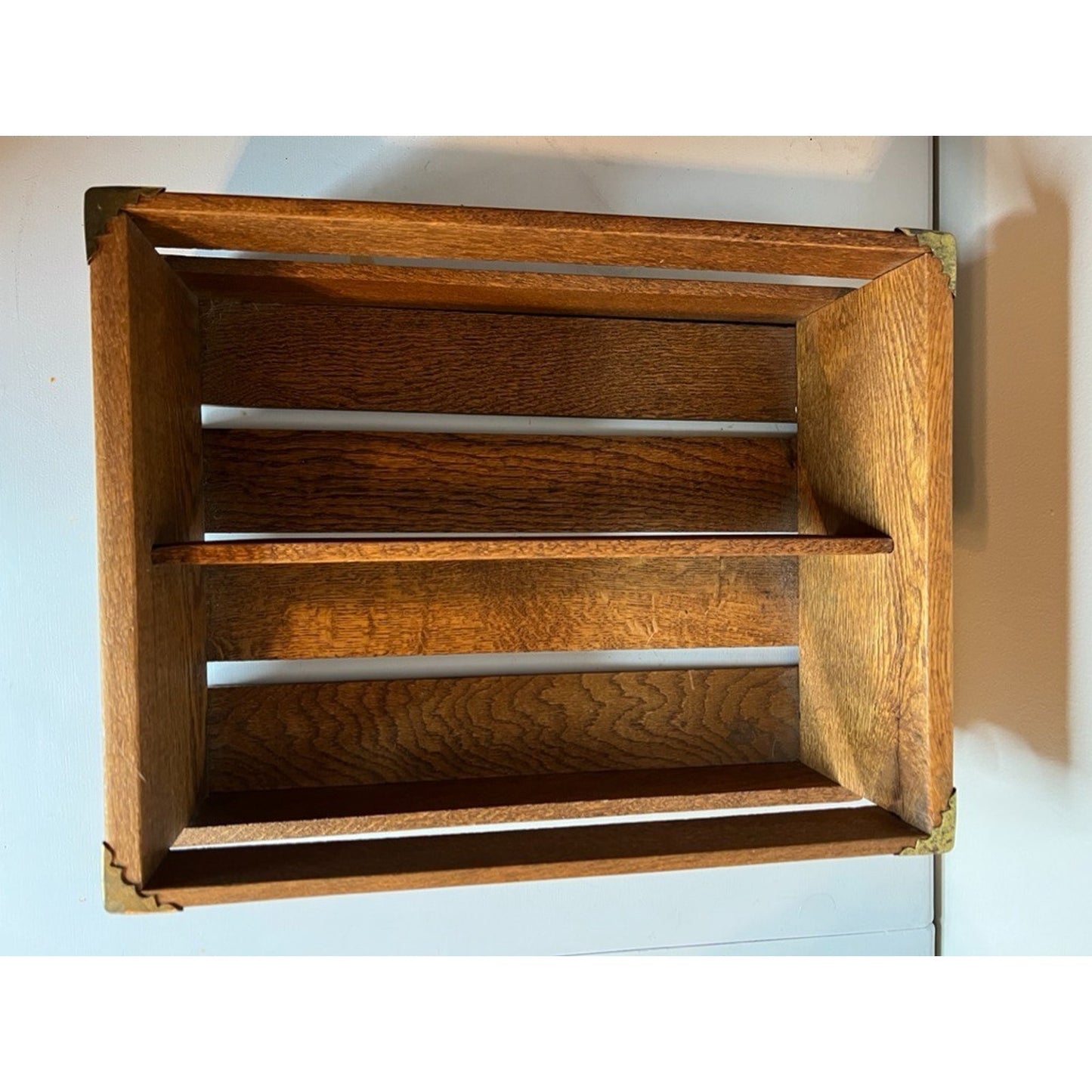 Vintage Cal Oak Wood Box Holder Storage Wall Display Knick Knack Shelf