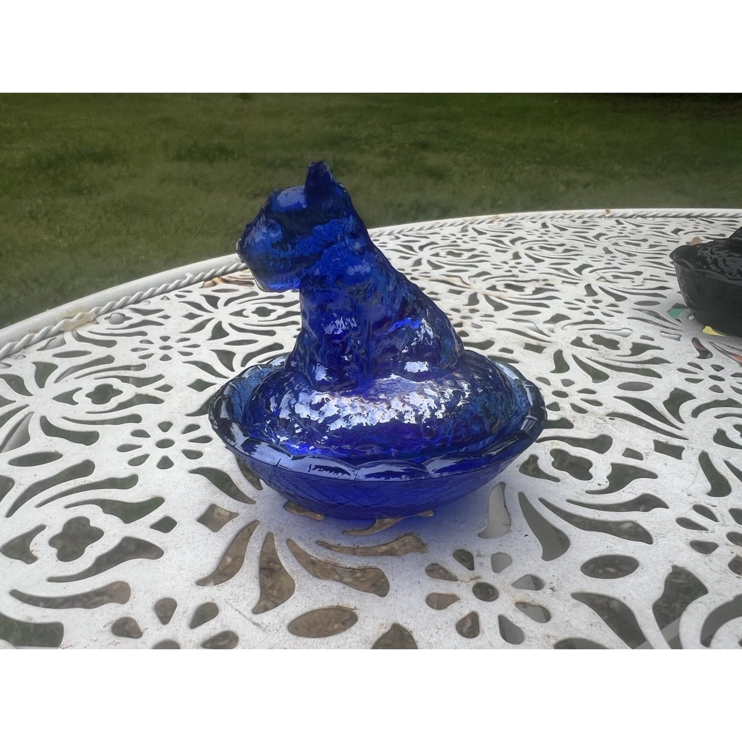 Vintage Cobalt Blue Nesting Scotty Dog Open Salt Cellar Dish