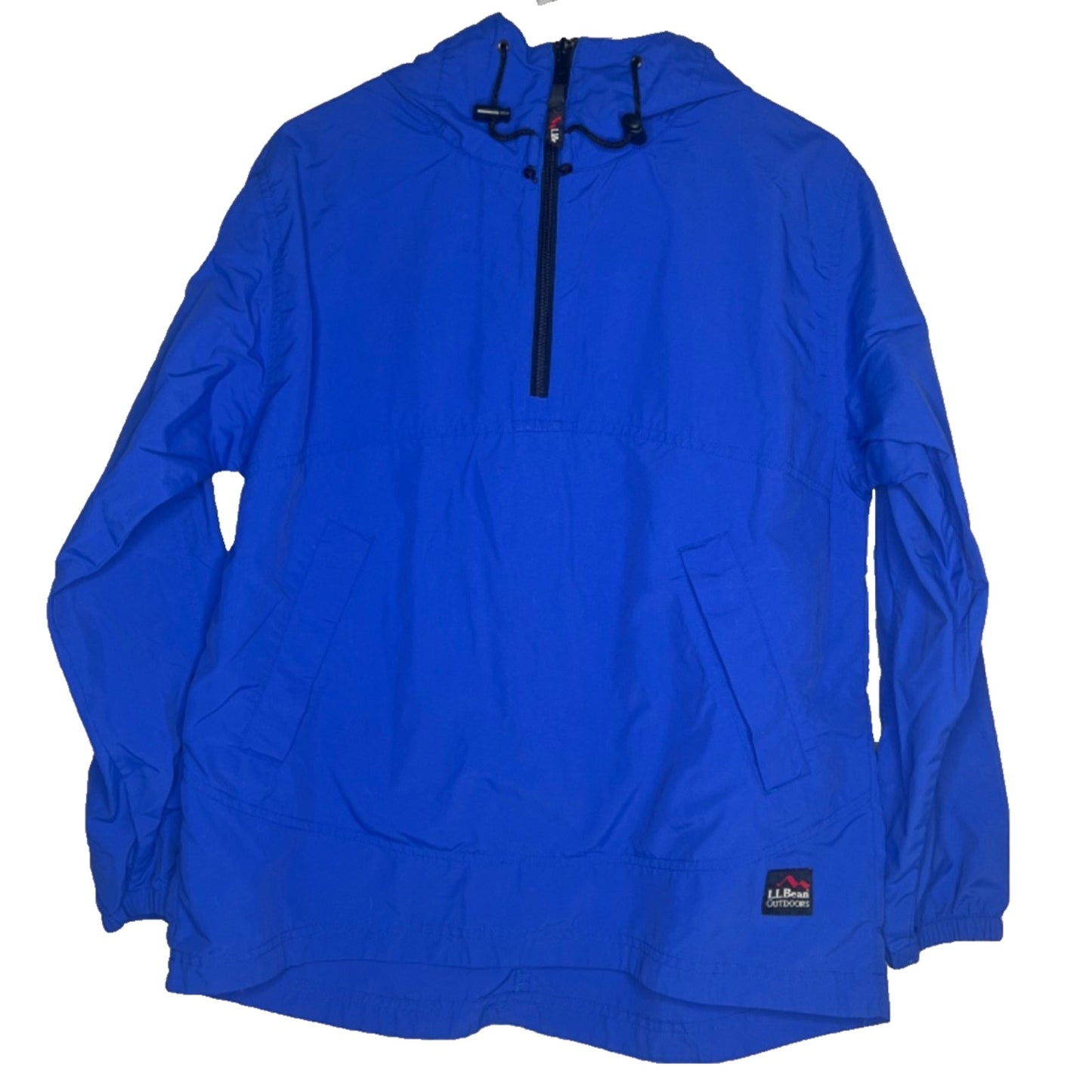 Vintage LL Bean Anorak Jacket Pullover Coat 1990s Royal Blue Small