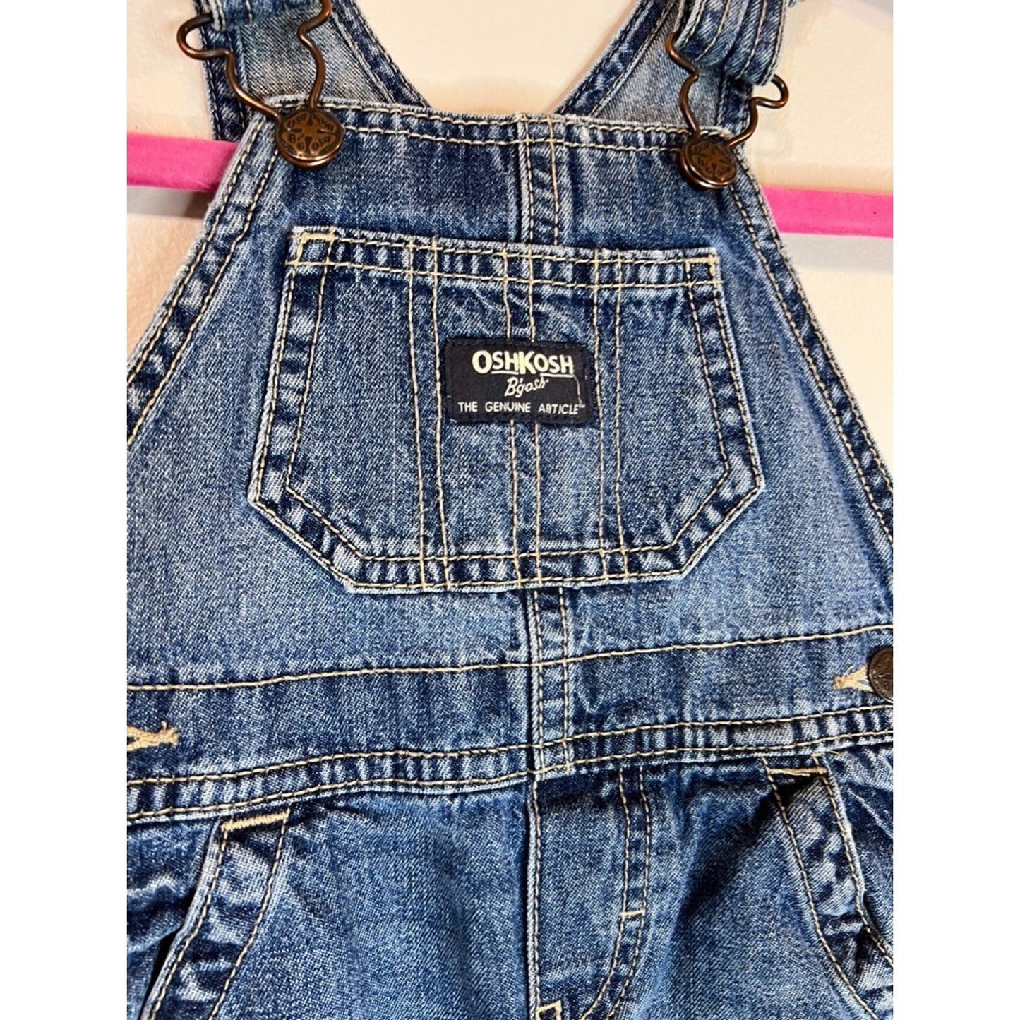 Vintage OshKosh B'gosh Overalls 12 Months Blue Denim Vestbak Made USA