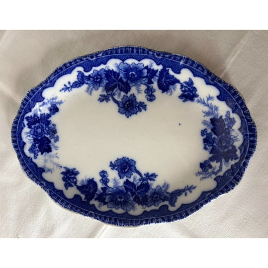 Antique Flow Blue Platter-Alfred Meakin – Regina Pattern – 1870-1882