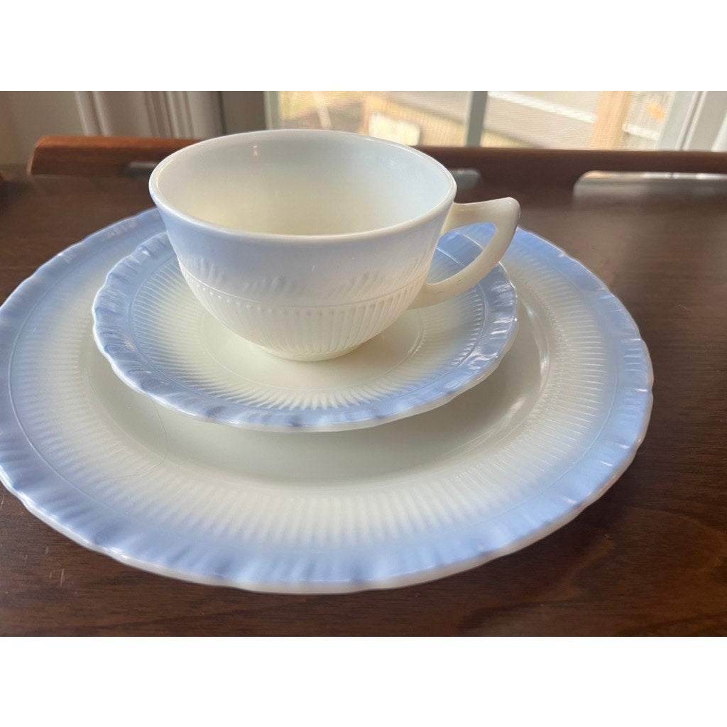 Macbeth Evans Cremax Bordette Vintage Blue Place settings RARE
