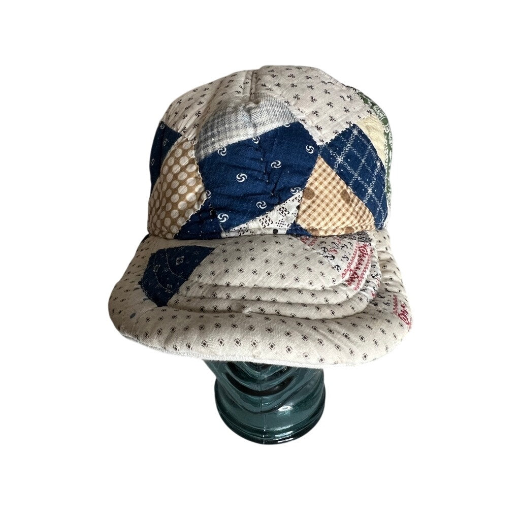 OOAK Vintage Reversible 1910 Indigo Quilt & Irish Linen Snapback Hat