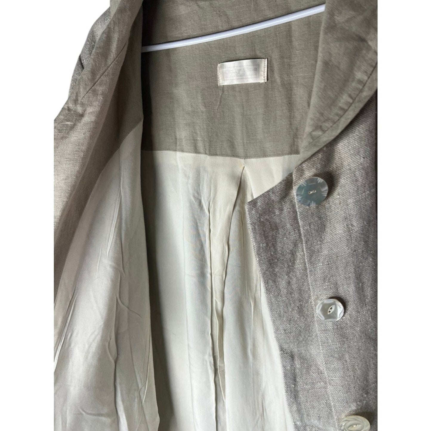 Flax Linen Langenlook Swing Coat w/ Vintage Pearl Buttons Oversized
