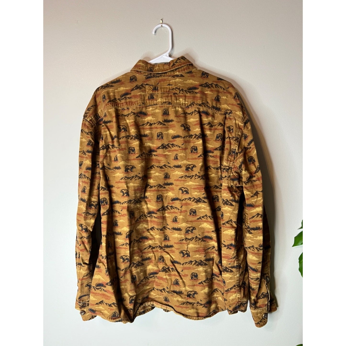 Duluth Trading Co. Untucked Flannel Button Shirt Brown Long Sleeve Men XL