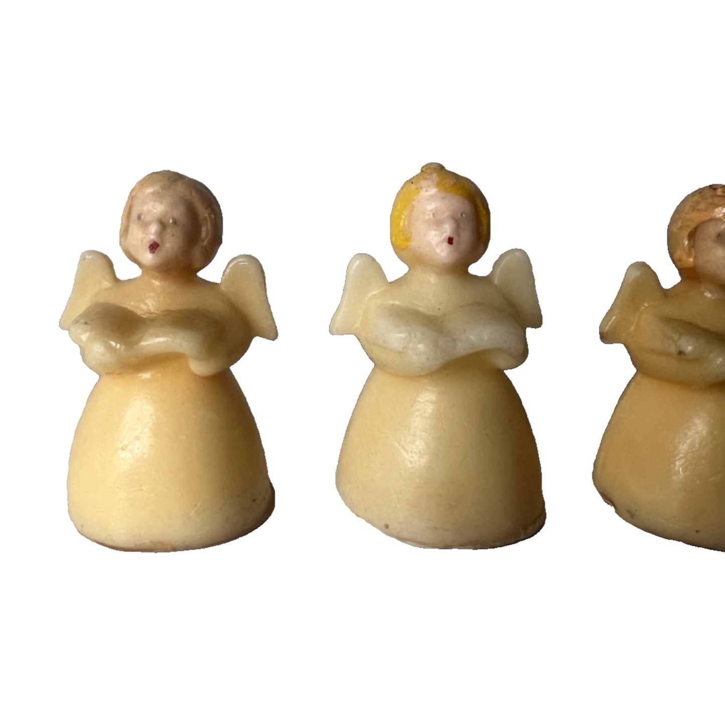 Vintage Lot Of 3 Angel Christmas Candles Tavern Gurley Unscented Choir Carolers