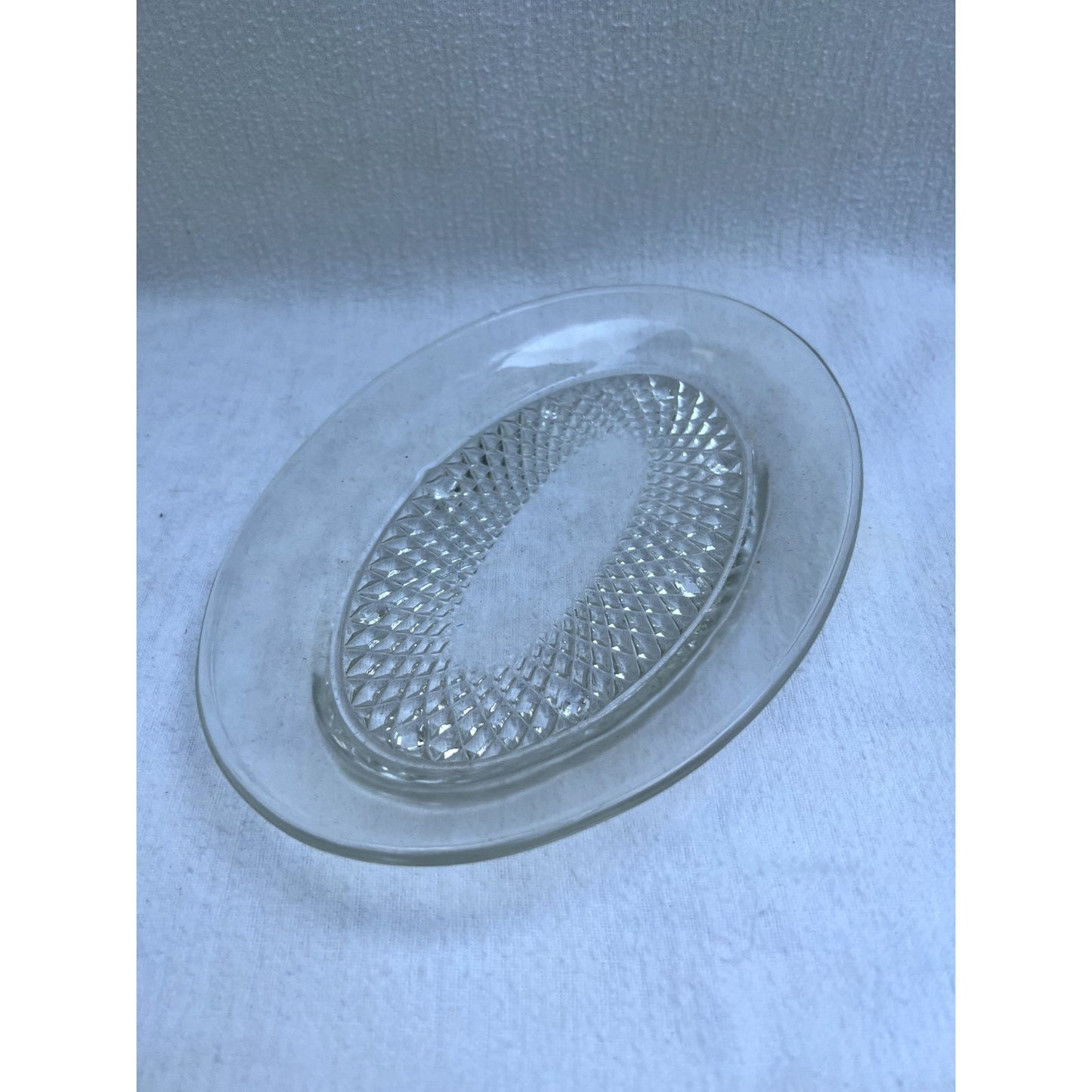 Vintage Indiana Glass Diamond Point 3 pc Sugar & Cream Tray Set w/ Original Box