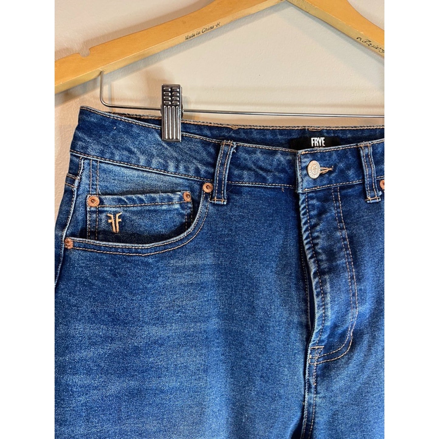 Frye Jeans Womens 10/30 Blue Med Wash High Rise Straight Stretch Denim