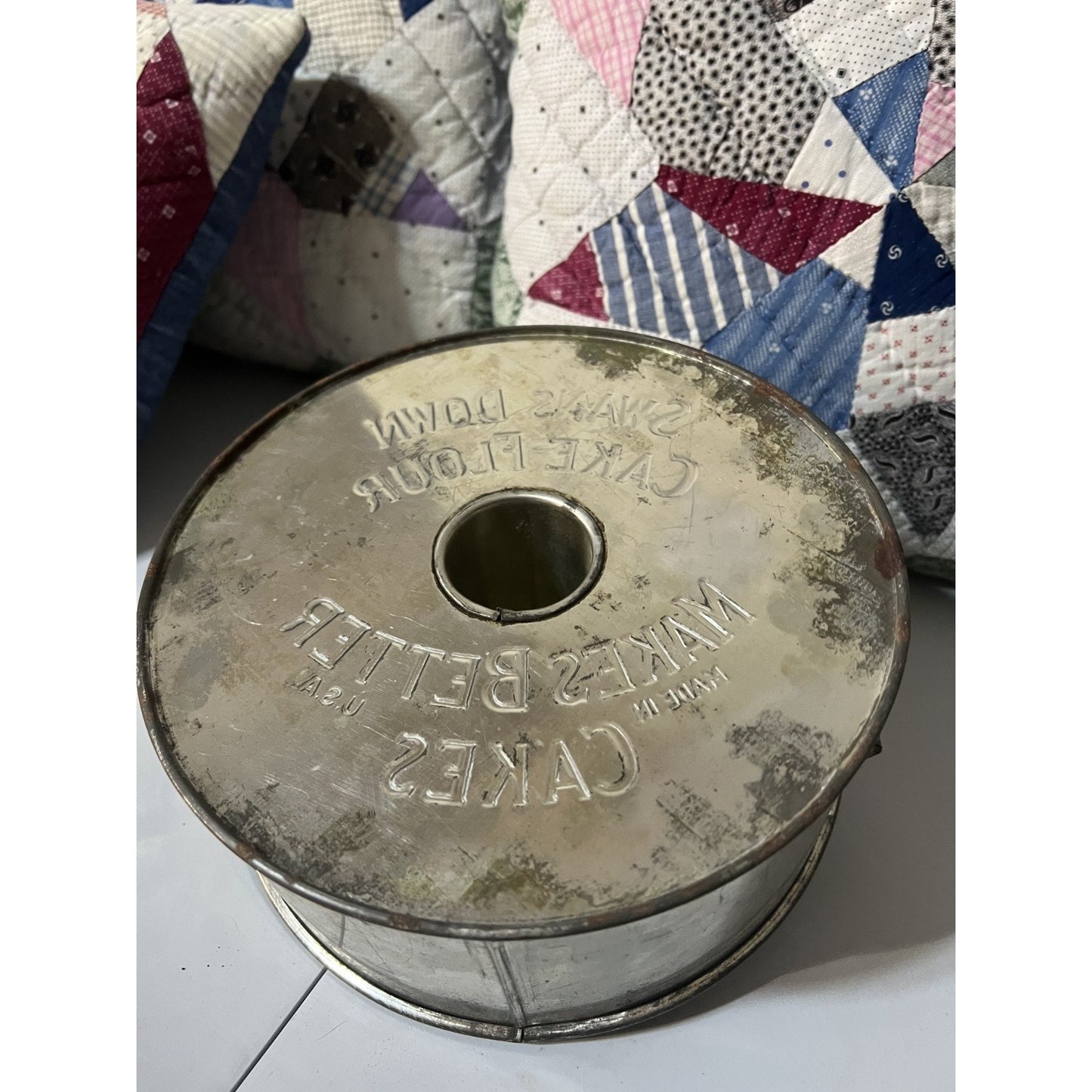 Vintage Swans Down Cake Flour Metal Angel Food Pan E Katzinger Co Chicago