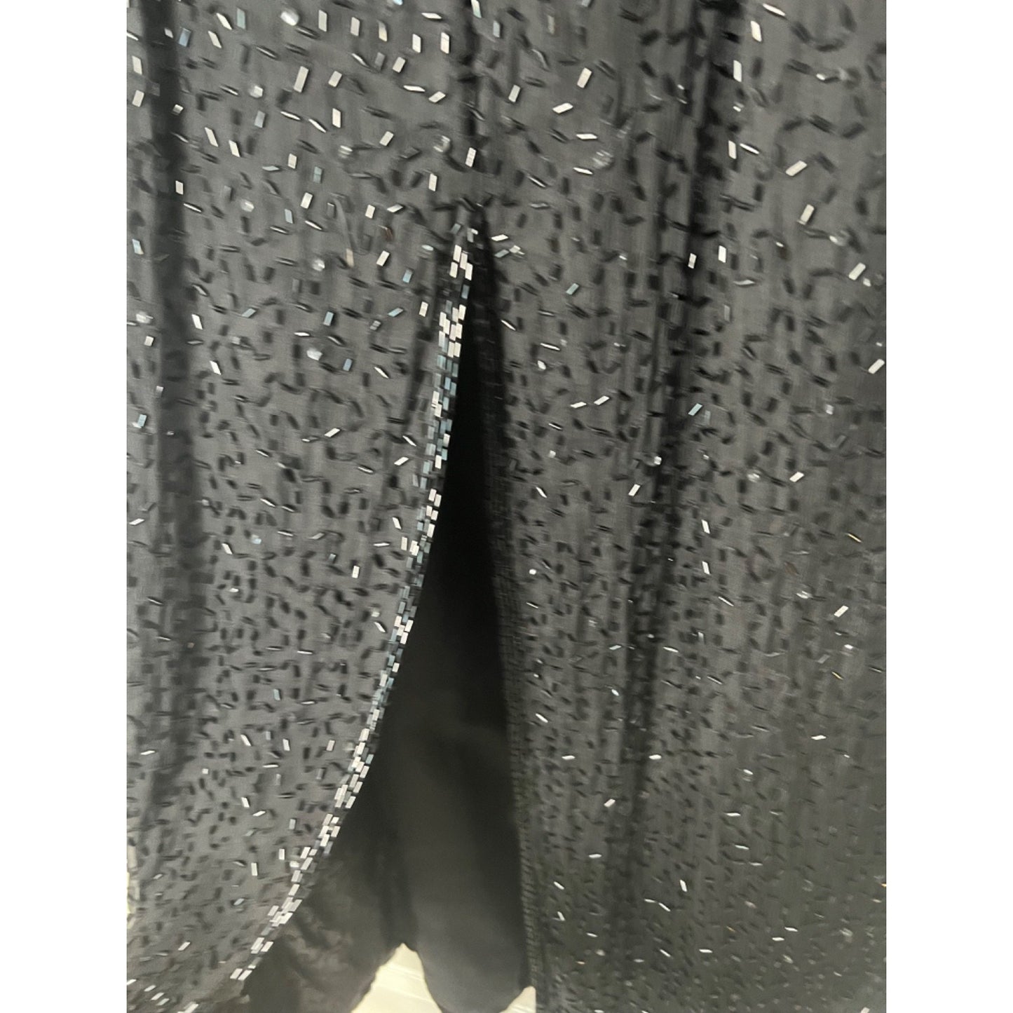 Vtg TAN-CHHO Black 2X Silk Beaded Sequin Long Dress Gown Christmas Cruise Formal