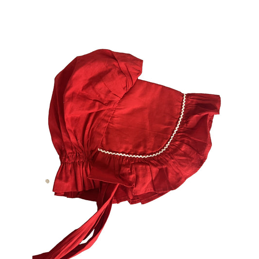 Vtg Breitbaupt's Shankstown Fashions Red Prairie Bonnet Sun Hat Ties Halloween